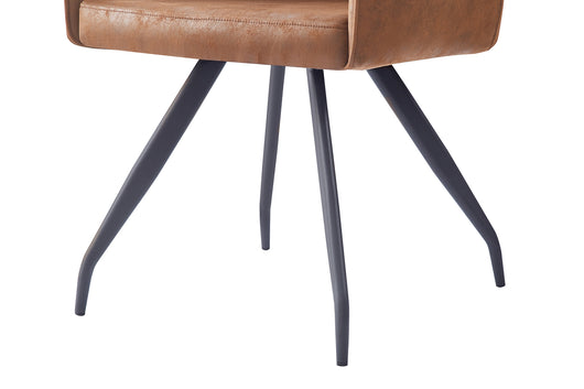 Ein moderner Design-Stuhl in der Farbe Braun, der durch seine gesteppte Lehne zum echten Blickfang in Ihrem Wohnbereich wird.