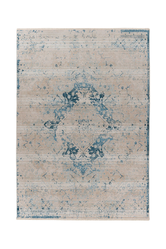 Dilan 225 Blau Teppich - Weicher Kurzflorteppich im Vintage-Look- Product vendor