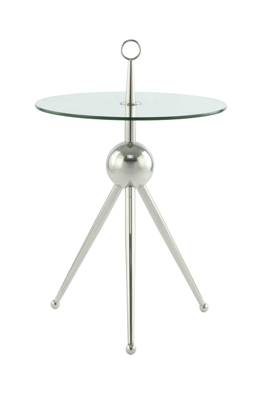 Design Beistelltisch Edelstahl: Der handgefertigte Beistelltisch Ontario 325 Silber/Klar überzeugt mit minimalistischem Design und hochwertiger Verarbeitung.