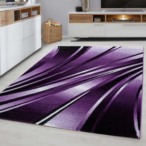 Kurzflor Teppich – Moderne Abstrakt-Wellen in Violett 9210- Product vendor