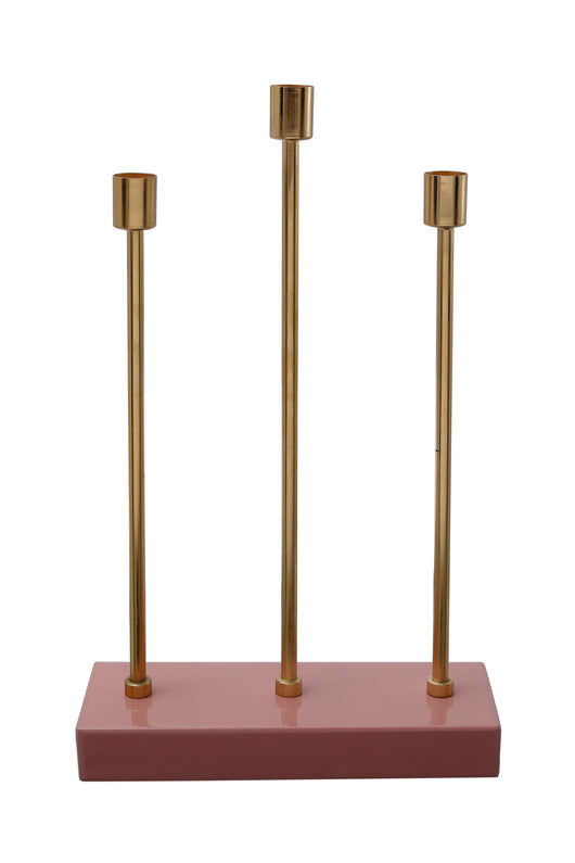 Dieser stilvoller Kerzenständer in Rosa/Gold ist ein handgefertigtes Schmustück, das jeden Raum aufwertet.