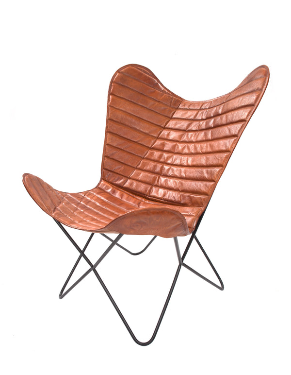 Einzigartiger Schmetterlingsessel aus Naturleder: Individuelles Design und handwerkliche Qualität.