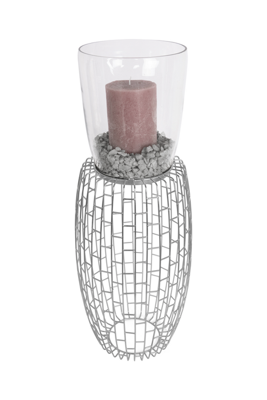 Kerzenständer Malibu 825 Silber – Stilvolles Windlicht mit Metallgestell- Product vendor