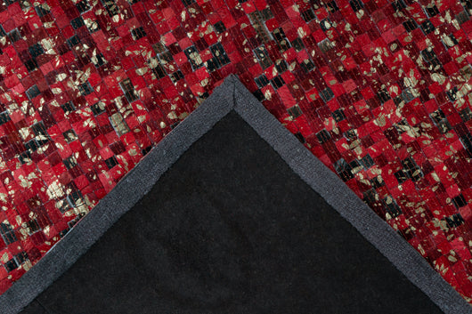 Leder Teppich Patchwork Rot / Gold – Ein Unikat für Ihr Zuhause 100*- Product vendor
