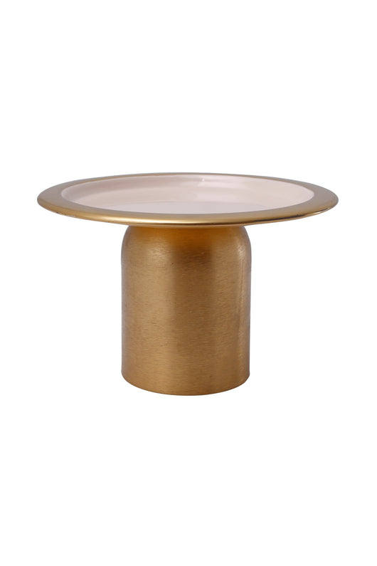 Verleihen Sie Ihren Desserts das gewisse Etwas. Diese handgefertigte Kuchenplatte aus robustem Eisen bietet einen festen und stabilen Stand, da sie keinen drehbaren Fuß hat. Das elegante Design in Gold und Puderrosa macht sie zu einer stilvollen Servierplatte für Kuchen, Muffins, Käse und Wurst.