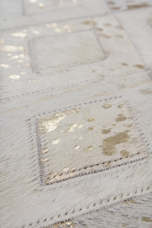 Lederteppich Spark 110 Elfenbein / Gold – Handgefertigtes Unikat- Product vendor