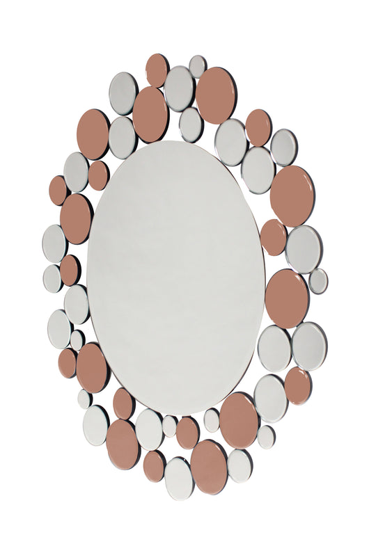 Spiegel für die wichtigen Perspektiven Bubble 1925: Entdecken Sie einzigartiges Rundmosaik-Design in Silber/Rosé.