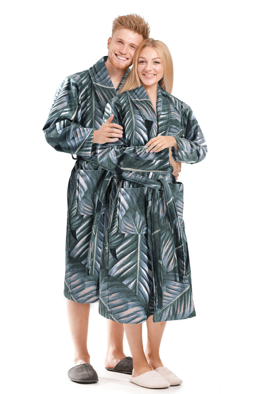 Auffälliges Tropical-Design: Der stilvolle Mix aus Schwarz und Grün mit dem tropischen Muster ist ein echter Hingucker für Damen und Herren.

