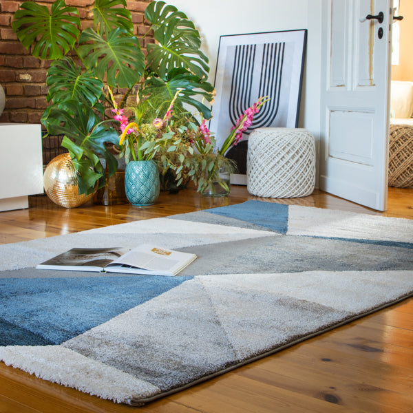 Mon tapis bleu Canyon avec effet 3D et fine brillance ? découvrez l'élégance moderne 974*