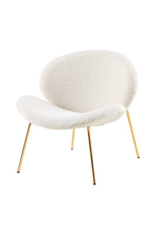 Hochwertige Materialien: Das Stuhl-Set aus Polyester-Bouclé und einem stabilen Eisengestell ist langlebig und schön.