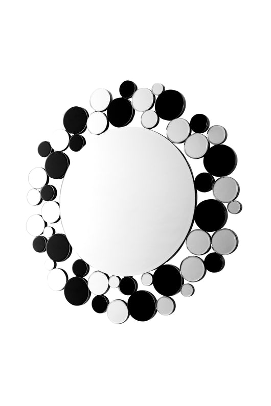 Wandspiegel Rund Design: Der Bubble 1925 in Silber/Schwarz – ein einzigartiger Blickfang mit stilvollem Mosaikrahmen für Ihre Wand.