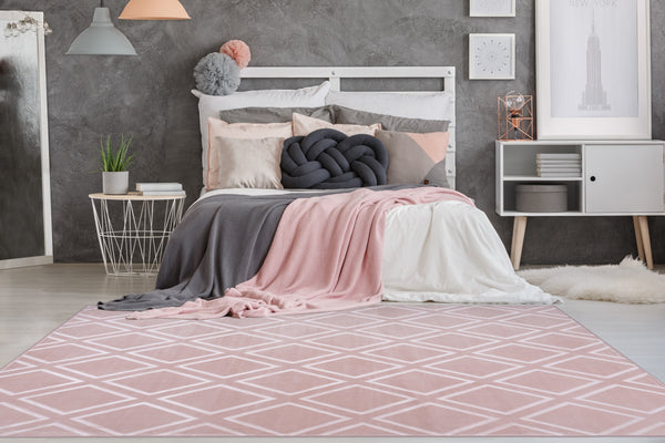 Rosa Wohnzimmerteppich modern und kuschelweich – der Monroe 325 Teppich in 120x170 cm, perfekt für gemütliche Stunden und stilvolle Akzente in Ihrem Zuhause.