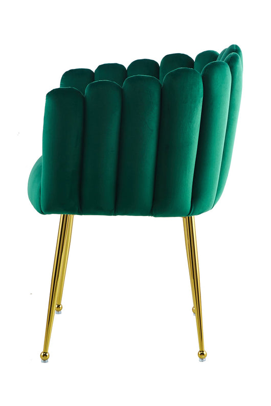 Dieser Designer-Stuhl in Grün bringt frischen Wind und royalen Flair in Ihre Einrichtung.