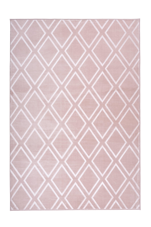 Eleganter Designer Teppich Monroe 325 in Rosa, hergestellt in China von Arte Espina. Ein einfarbiges Relief-Design, das sich perfekt in jeden modernen Einrichtungsstil integriert.