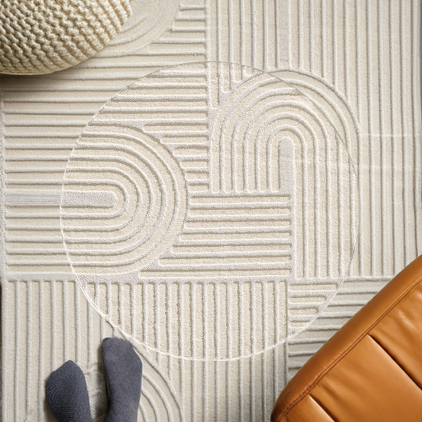 Skandinavischer Hochflor Teppich Boho Design Creme für Wohnzimmer – Robustes Polypropylen - Product vendor